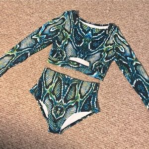 Badinka Green Python Long Belt Set